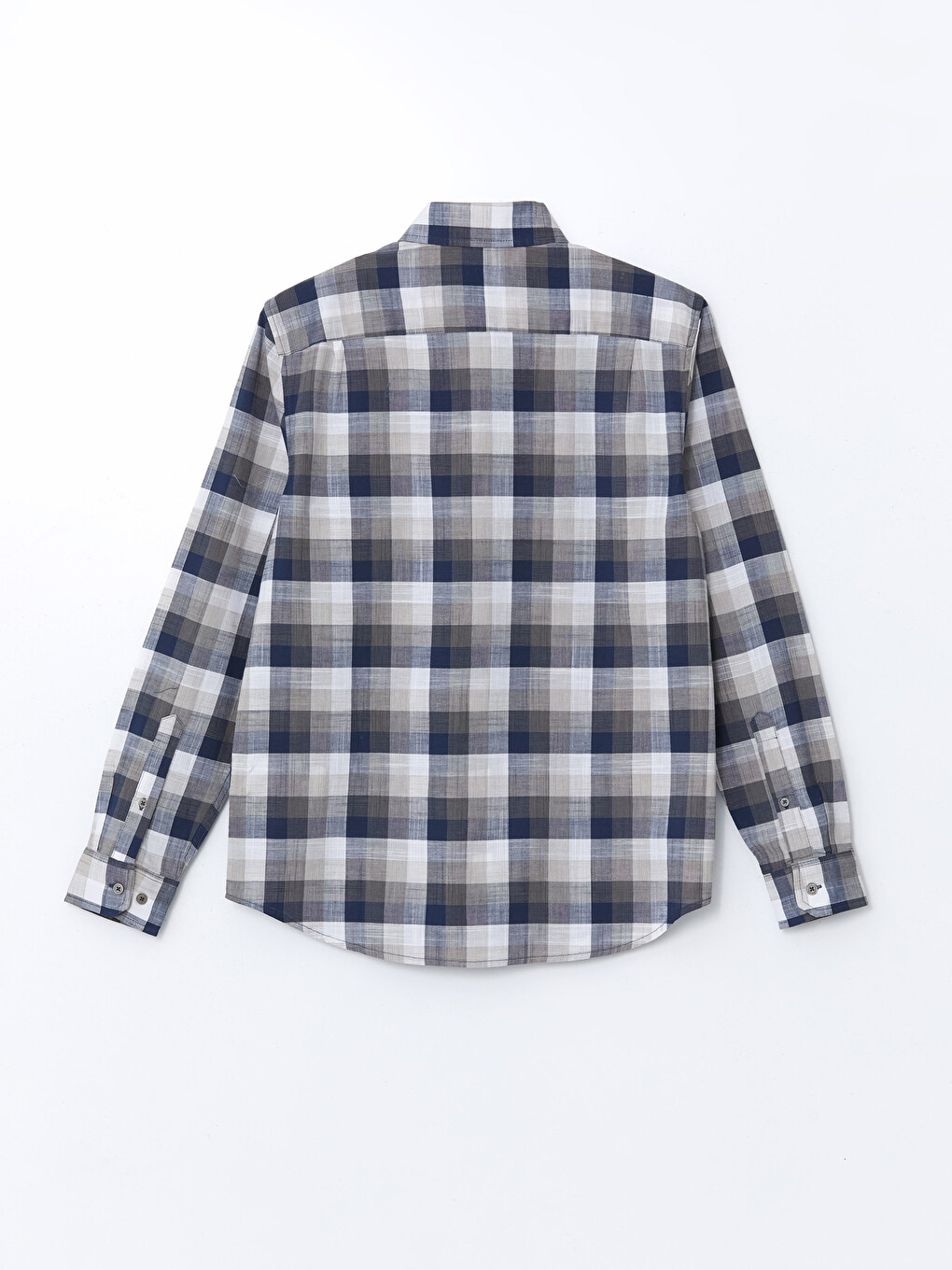 Regular Fit Long Sleeve Plaid Poplin Men's Shirt-5