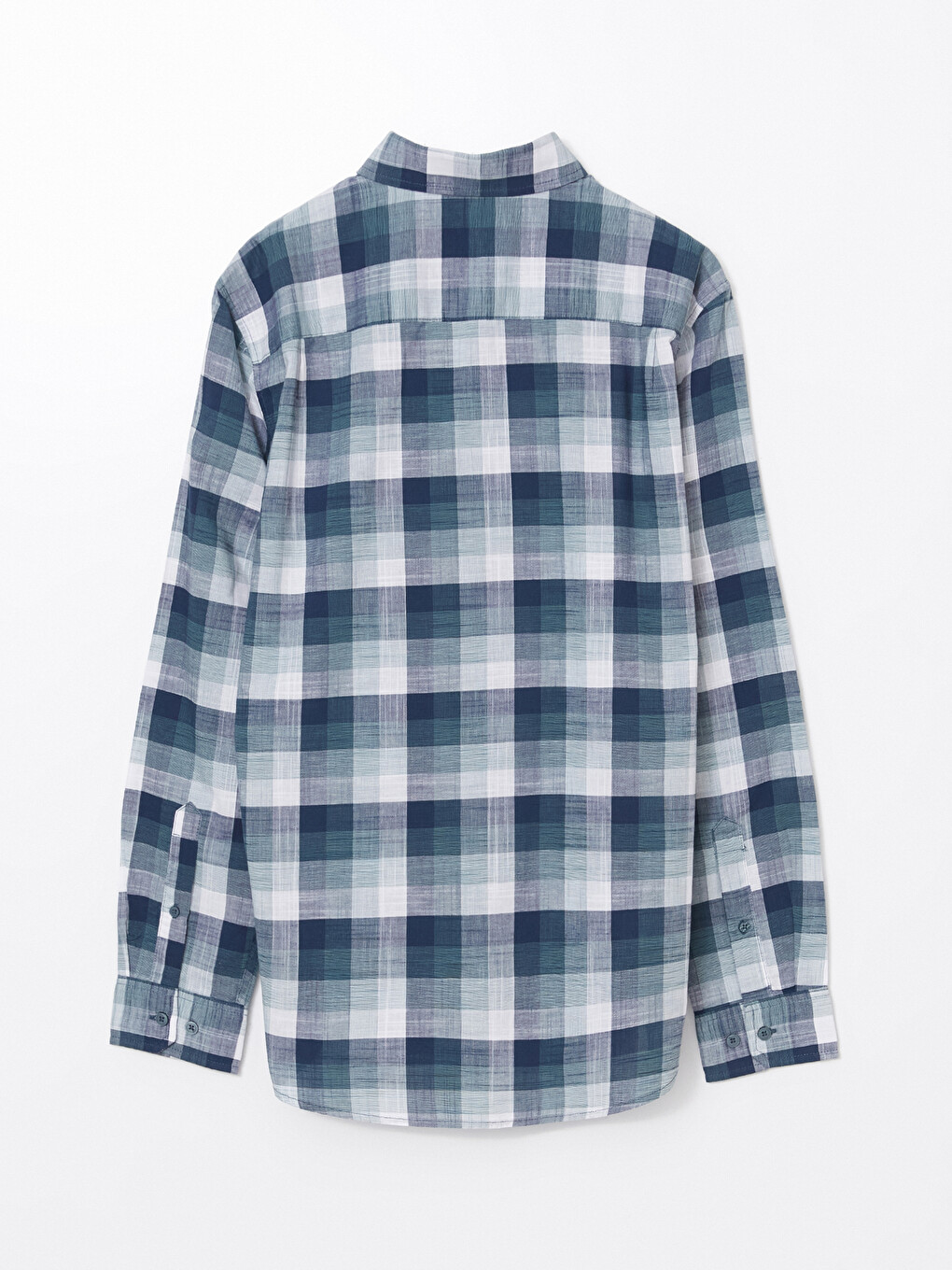 Regular Fit Long Sleeve Plaid Poplin Men's Shirt-5
