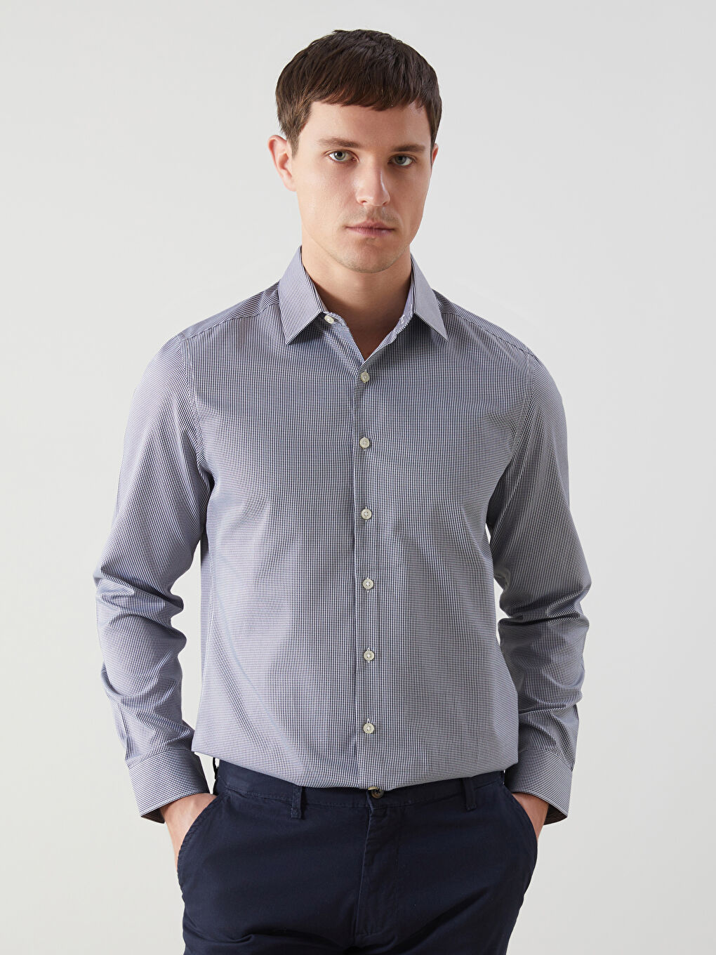 Slim Fit Long Sleeve Plaid Twill Men's Shirt -S51056Z8-LKX