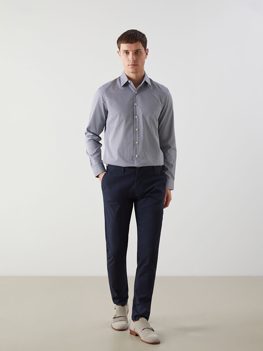 Slim Fit Long Sleeve Plaid Twill Men's Shirt -S51056Z8-LKX