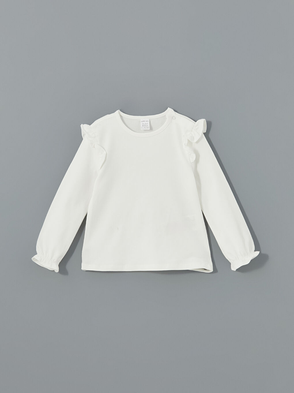 Ekru Bisiklet Yaka Basic Kız Bebek Tişört