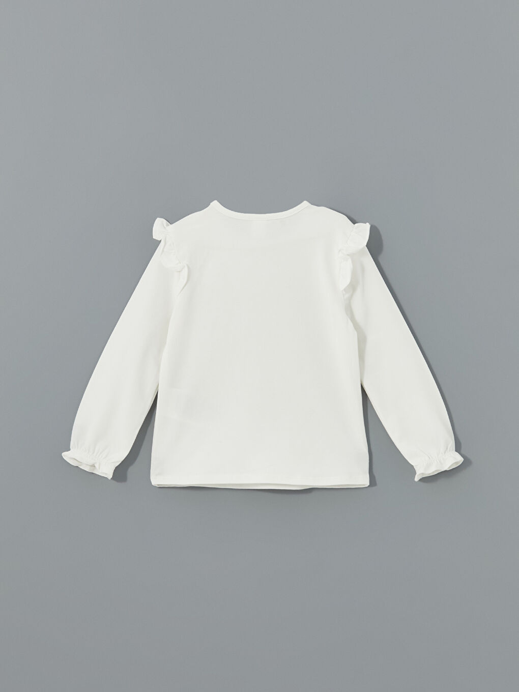 Ekru Bisiklet Yaka Basic Kız Bebek Tişört-1