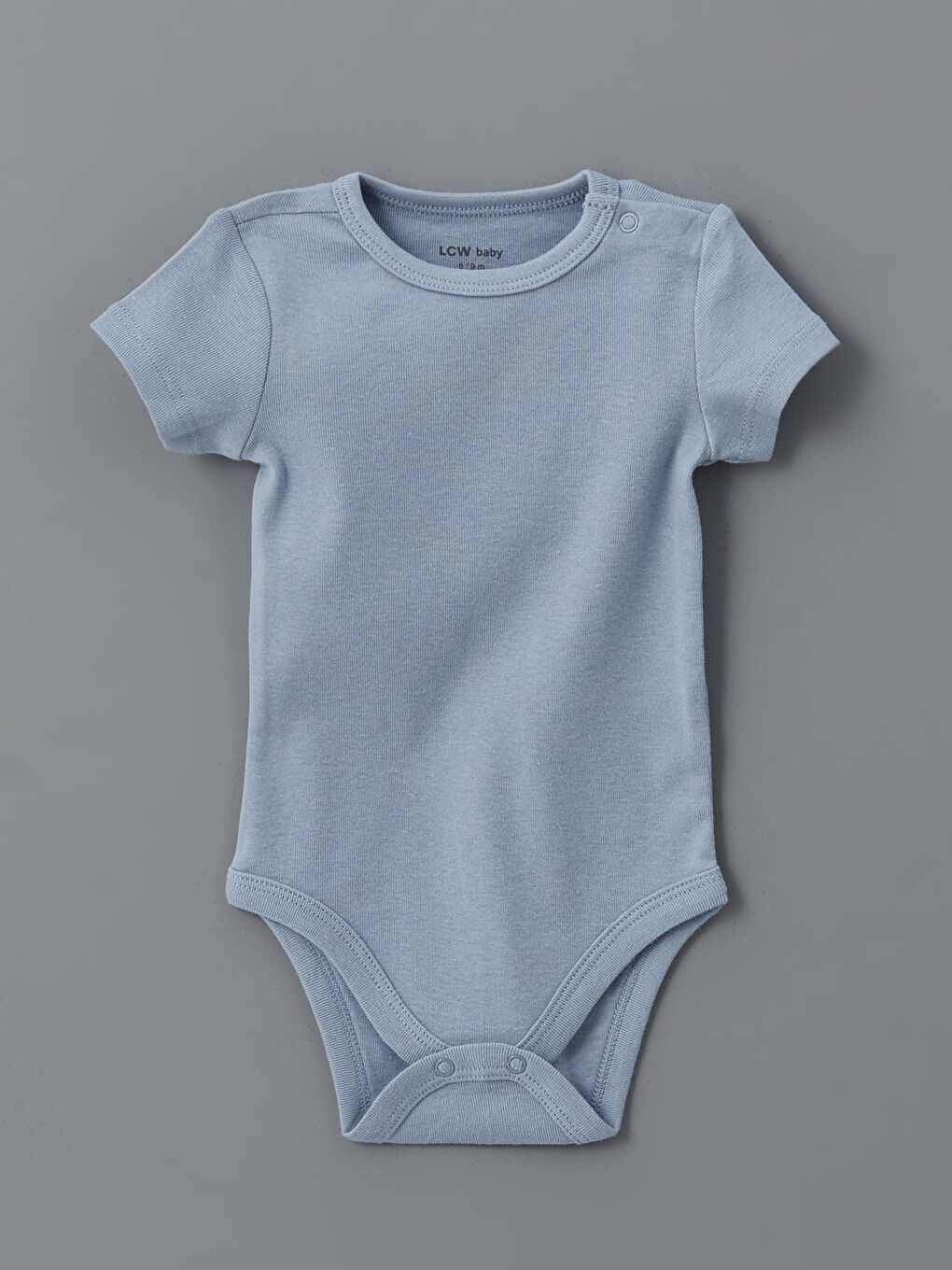 LCW baby Mavi Bisiklet Yaka Basic Erkek Bebek Çıtçıtlı Body 3'lü - 2