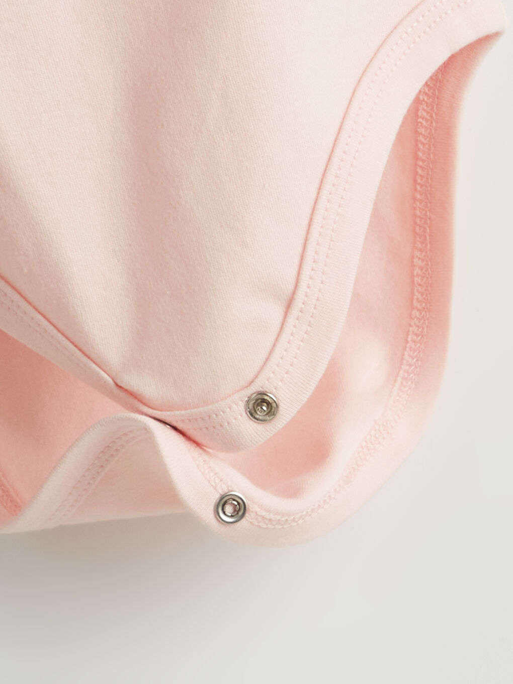 Pembe Bisiklet Yaka Basic Kız Bebek Çıtçıtlı Bodysuit-1