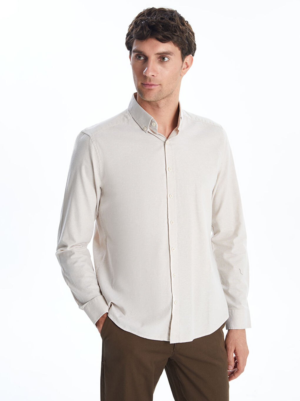 Slim Fit Long Sleeve Oxford Men's Shirt