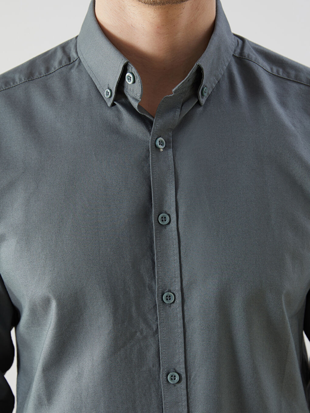 Slim Fit Long Sleeve Oxford Men's Shirt -S51083Z8-SWL