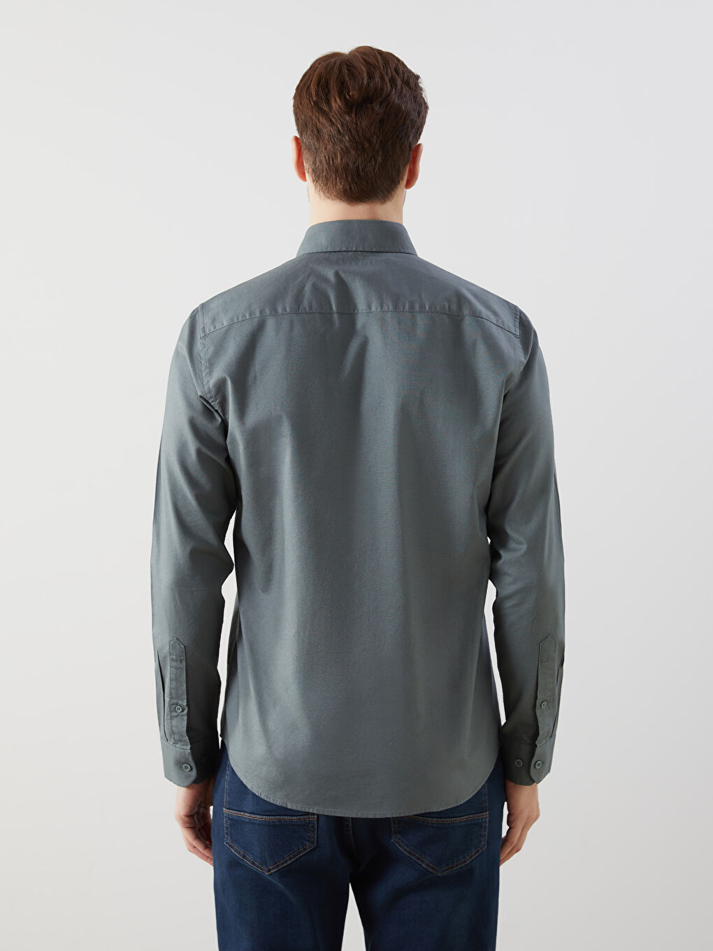 Slim Fit Long Sleeve Oxford Men's Shirt -S51083Z8-SWL