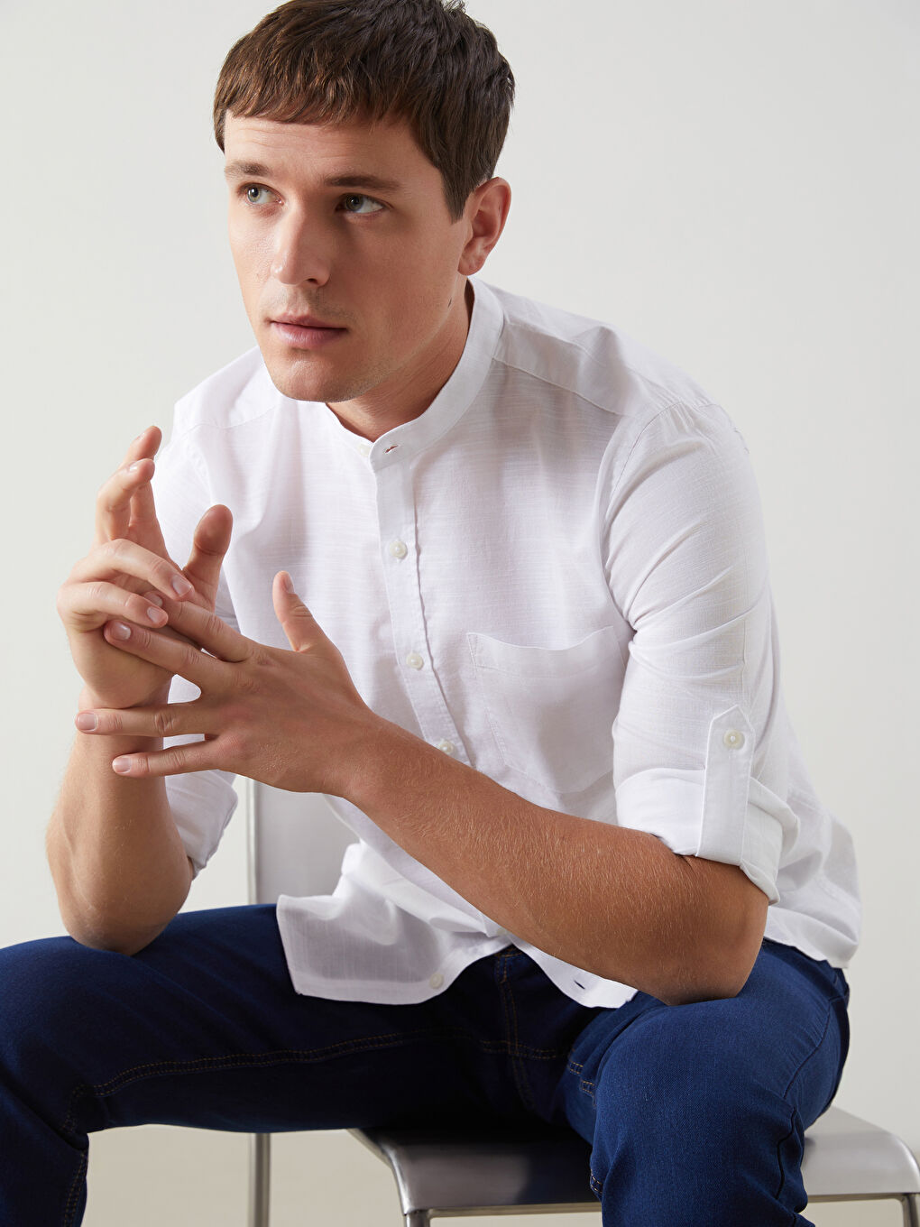 Regular Fit Long Sleeve Poplin Men's Shirt