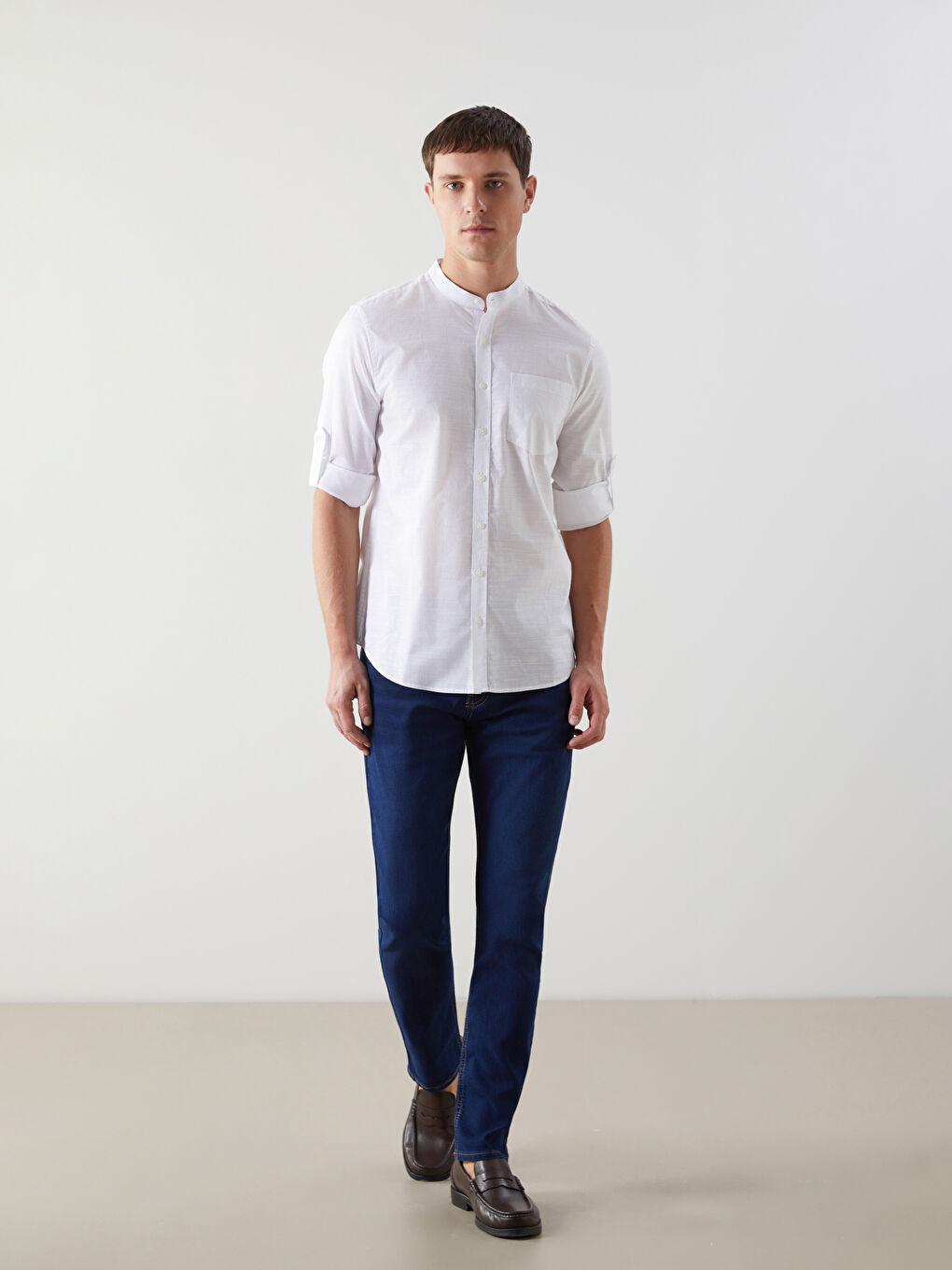 Regular Fit Long Sleeve Poplin Men's Shirt-1