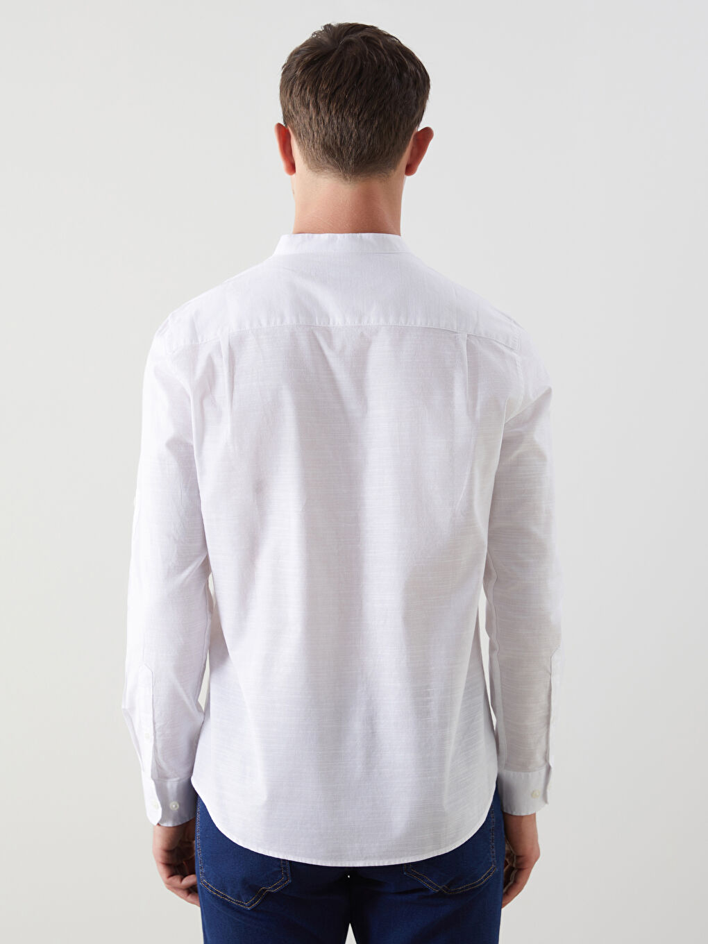 Regular Fit Long Sleeve Poplin Men's Shirt-3