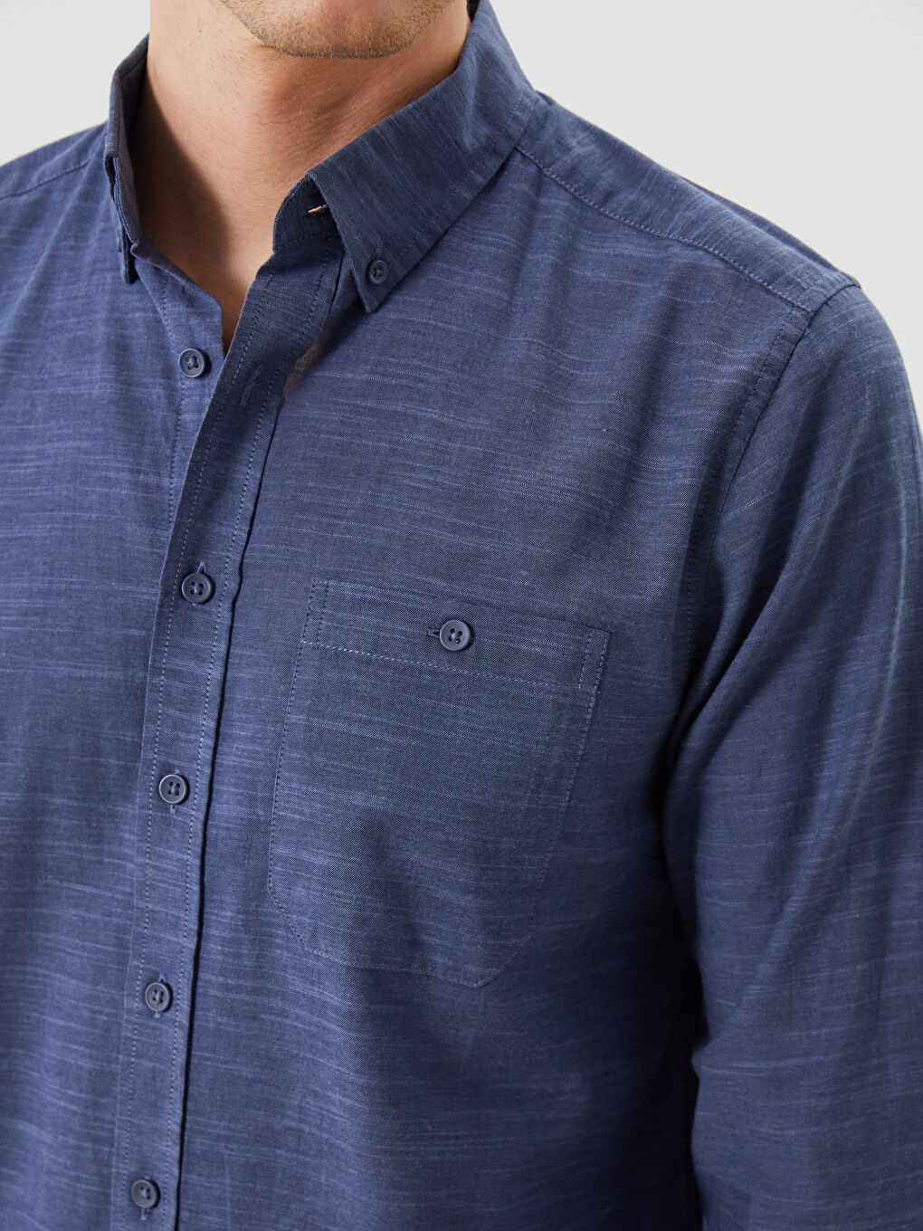 Regular Fit Long Sleeve Poplin Men's Shirt-2