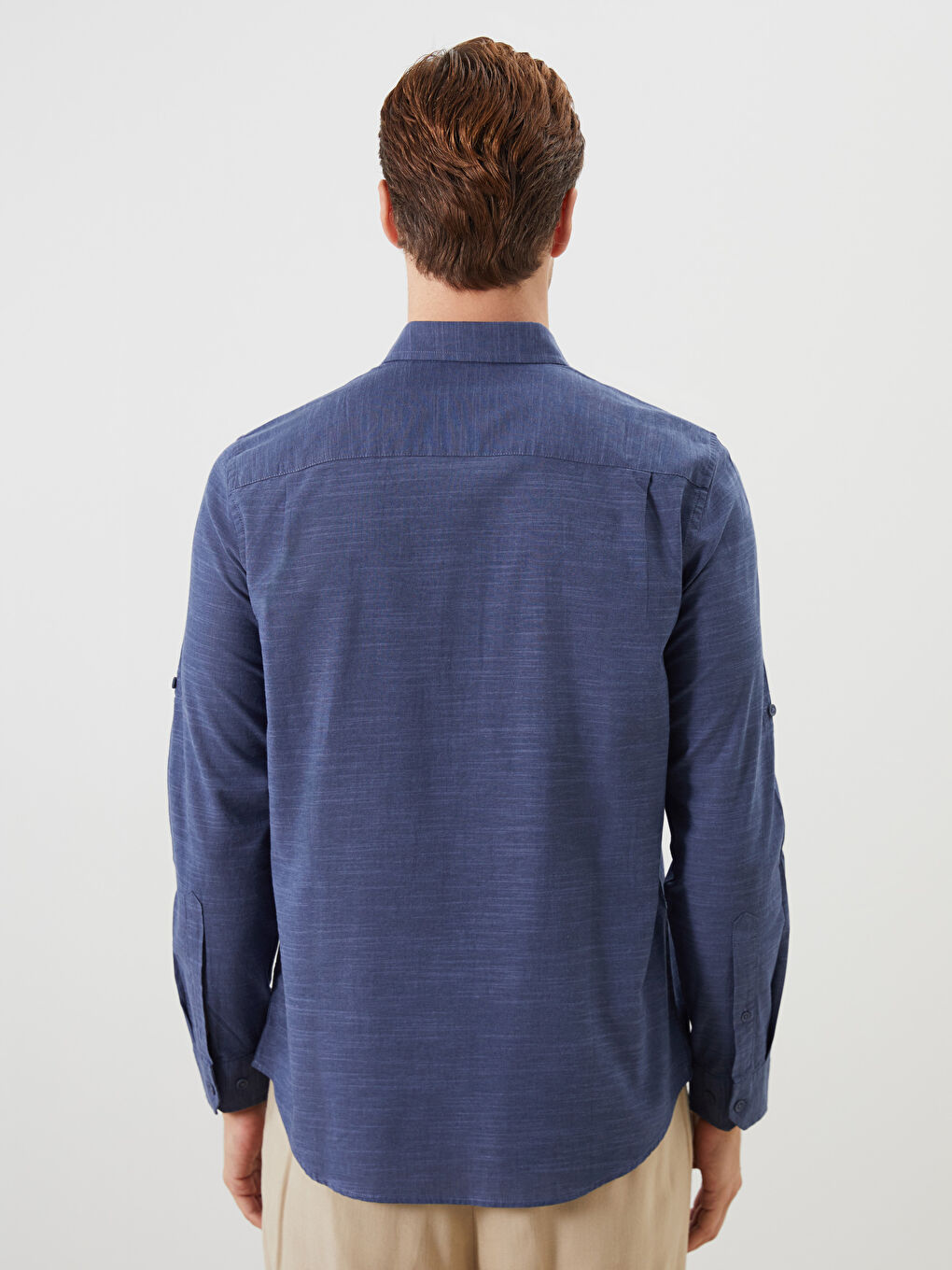 Regular Fit Long Sleeve Poplin Men's Shirt-3