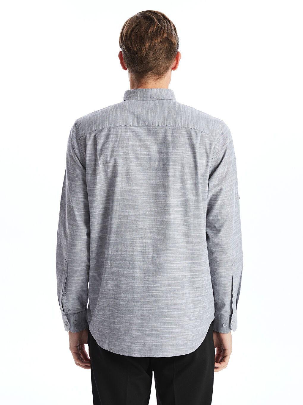 Regular Fit Long Sleeve Poplin Men's Shirt -S51085Z8-CWN