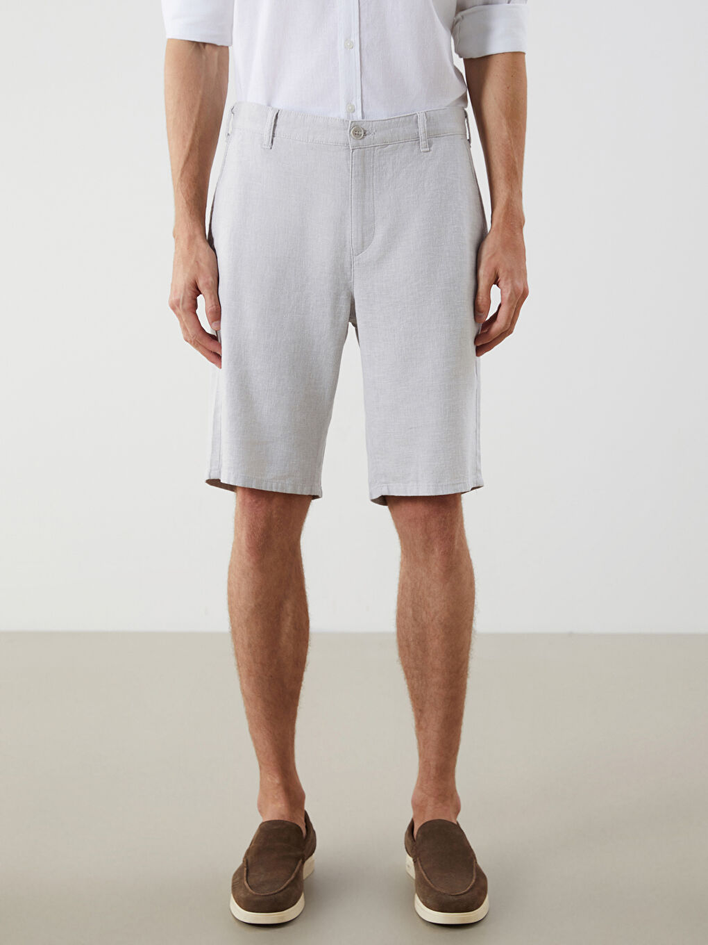 Standard Fit Linen Blend Men's Shorts -S51096Z8-J2B