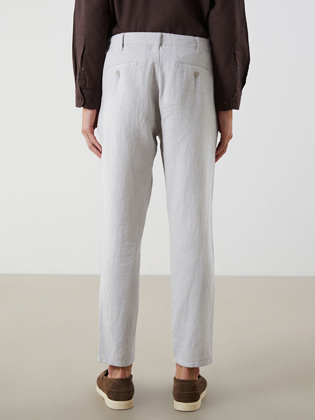 Standard Fit Linen Blend Men's Chino Trousers -S51104Z8-J2A