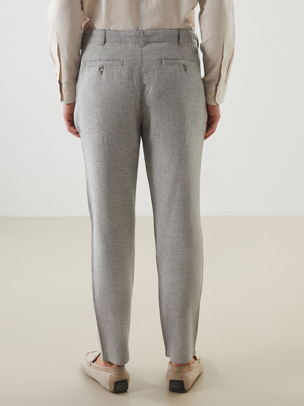 Standard Fit Linen Blend Men's Chino Trousers -S51104Z8-P5X
