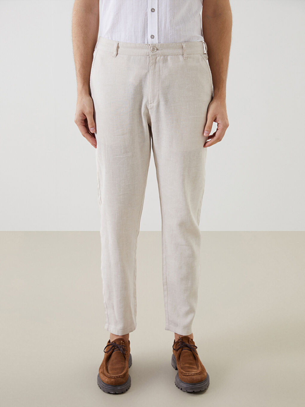 Muške chino pantalone od lanene mešavine standardnog kroja -S51104Z8-PVJ