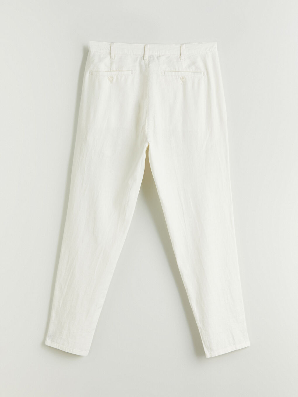 Ekru Standart Kalıp Keten Karışımlı Erkek Chino Pantolon-5