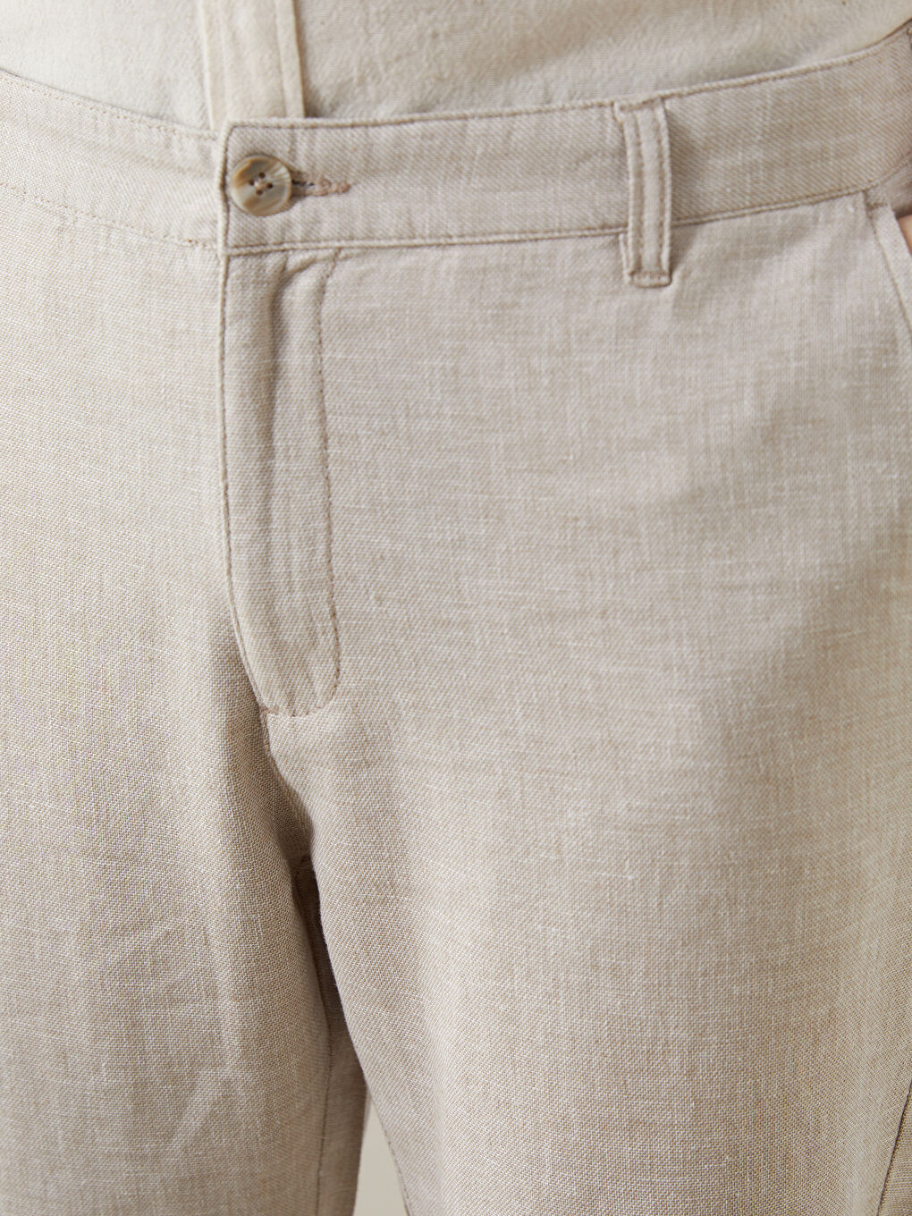 Standard Fit Linen Blend Men's Chino Trousers -S51104Z8-SXU