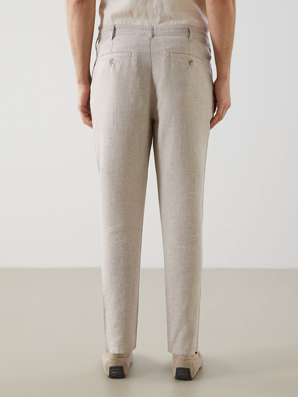 Standard Fit Linen Blend Men's Chino Trousers -S51104Z8-SXU
