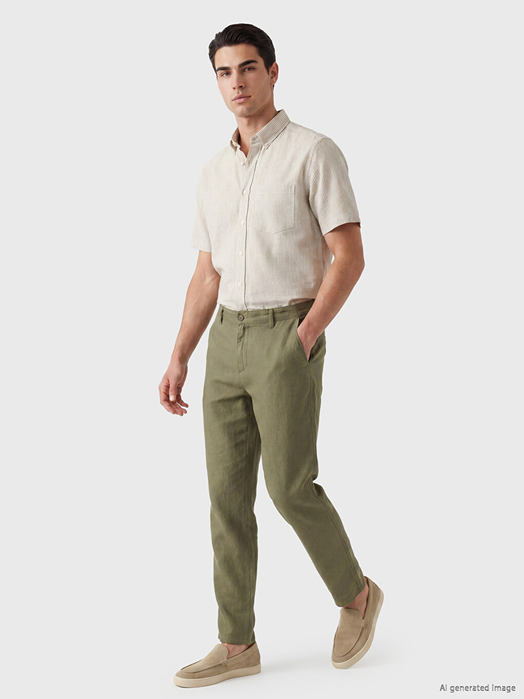 LCWAIKIKI Classic Regular Fit Linen Blend Men's Chino Trousers