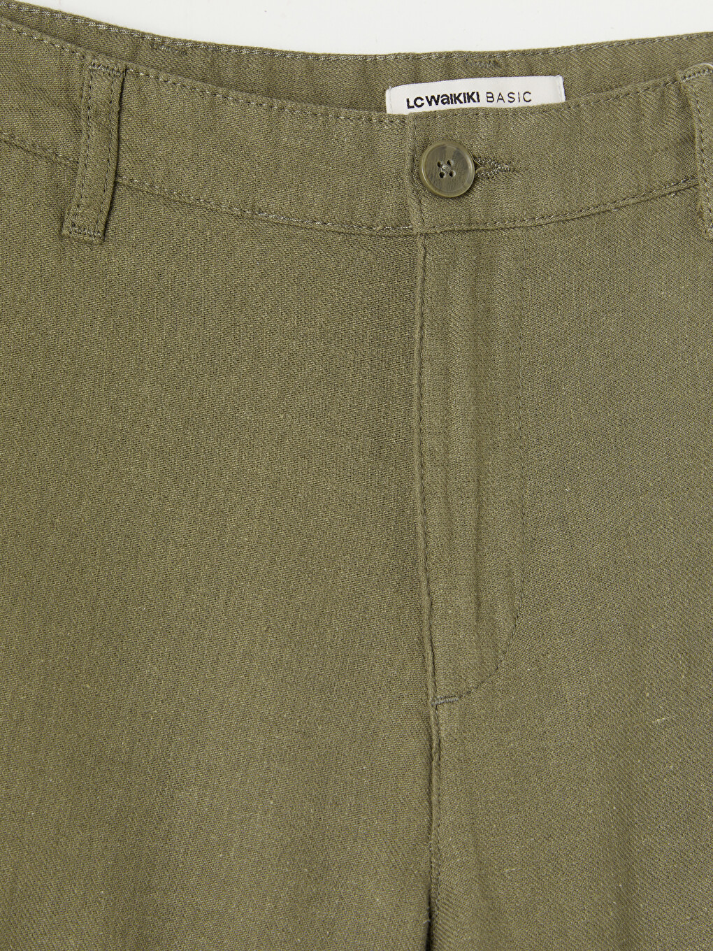 Bej Regular Fit Keten Karışımlı Erkek Chino Pantolon-2