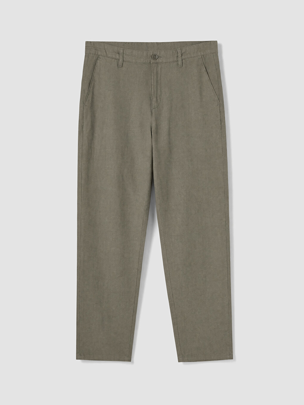 Bej Regular Fit Keten Karışımlı Erkek Chino Pantolon
