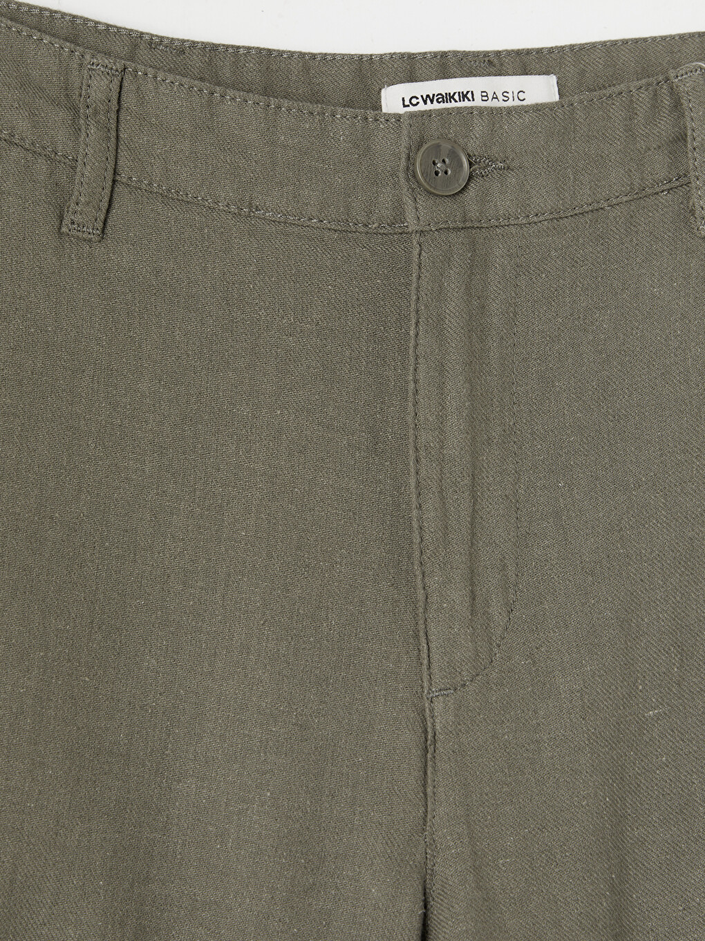 Bej Regular Fit Keten Karışımlı Erkek Chino Pantolon-2