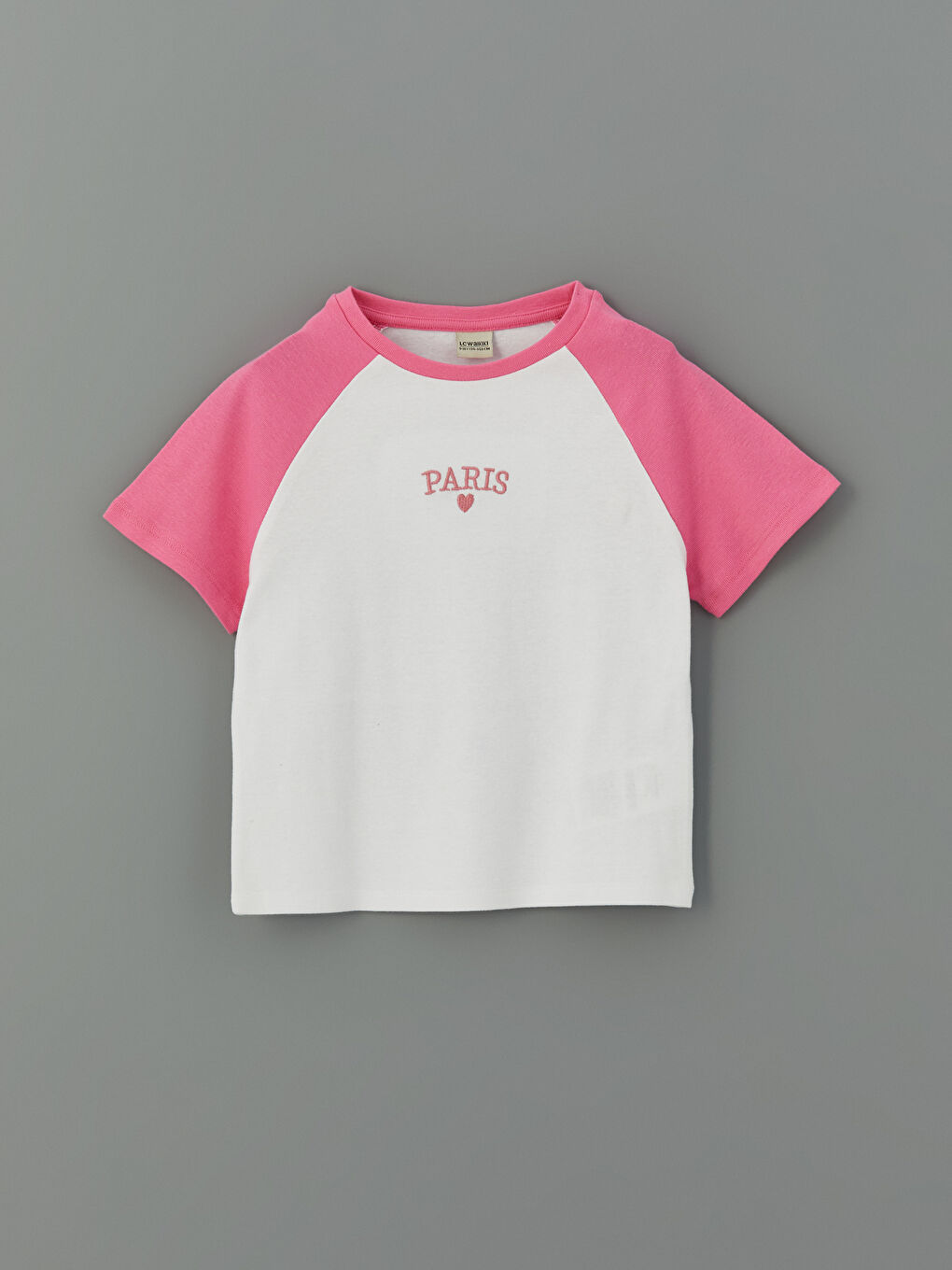 Crew Neck Paris Embroidered Girls' Crop T-Shirt -S51106Z4-GEV