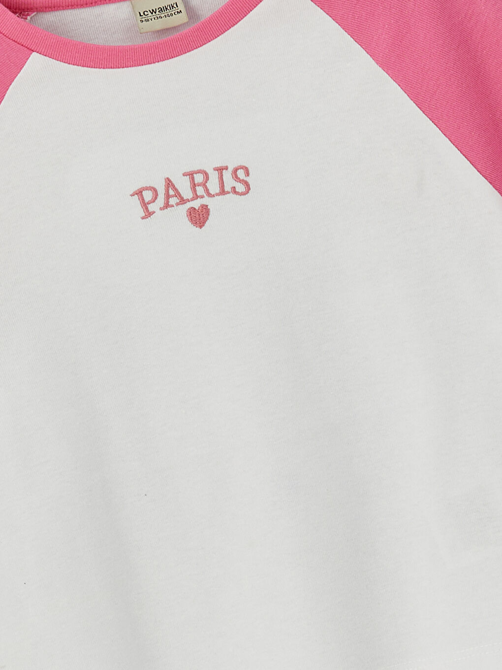 Crew Neck Paris Embroidered Girls' Crop T-Shirt -S51106Z4-GEV