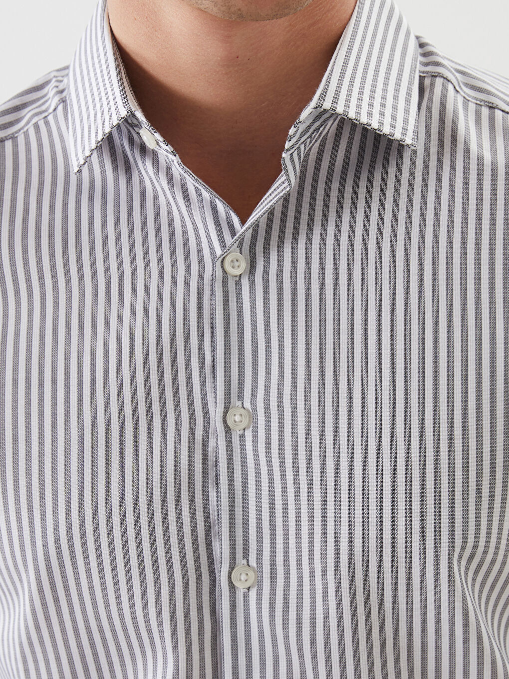 Slim fit muška prugasta košulja sa dugim rukavima -S51119Z8-MXH