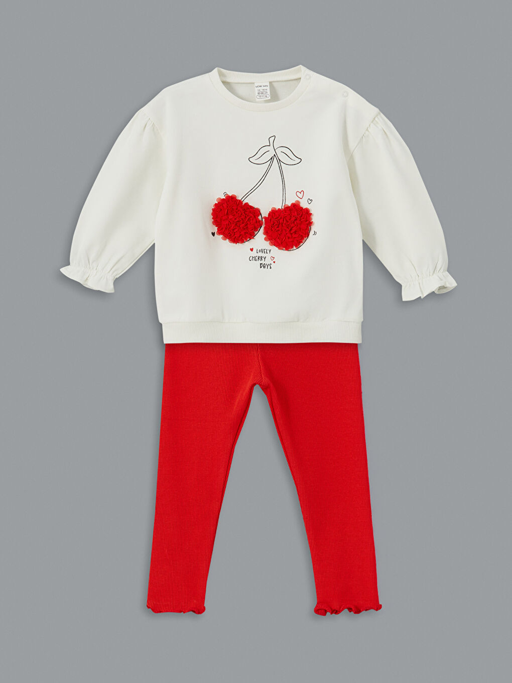 Ekru Bisiklet Yaka Kız Bebek Sweatshirt-1