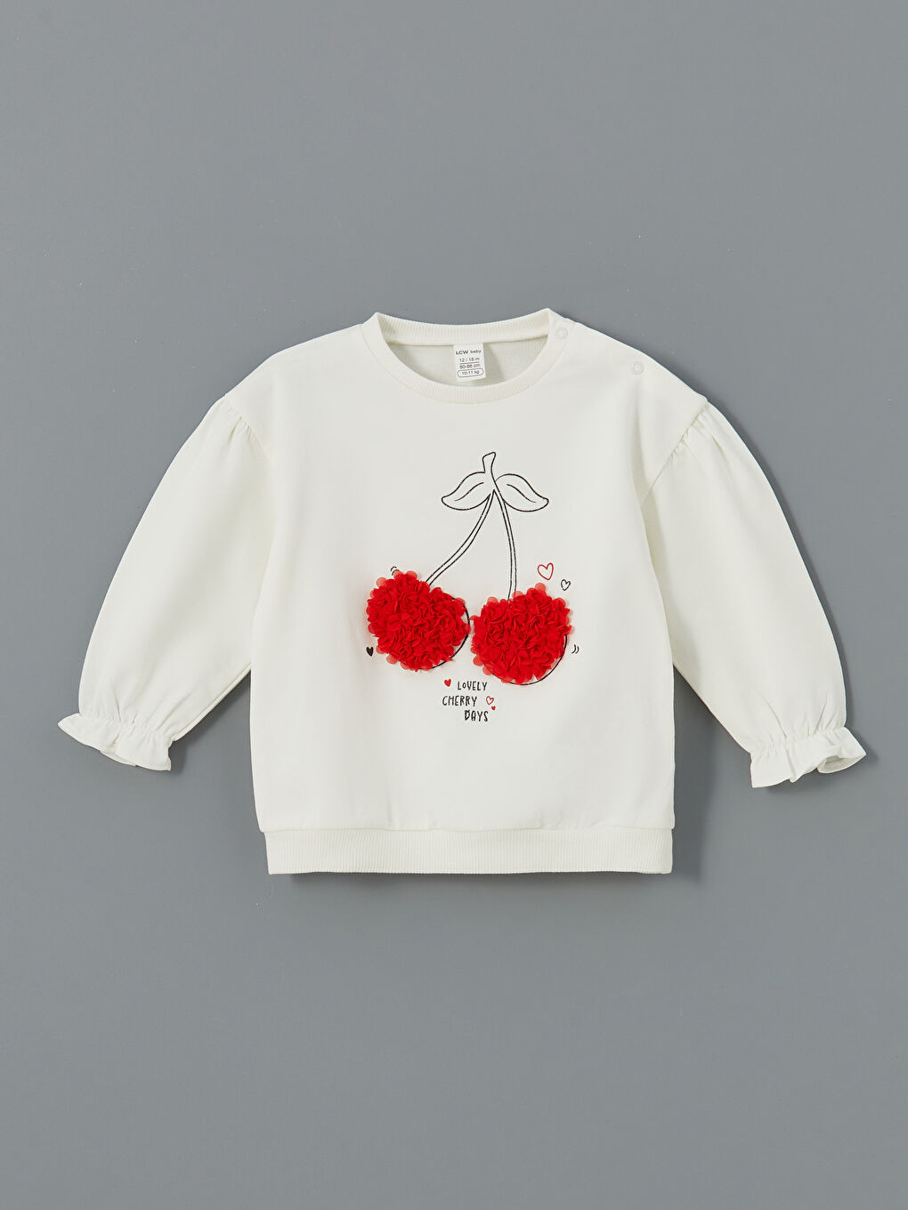 Ekru Bisiklet Yaka Kız Bebek Sweatshirt-2