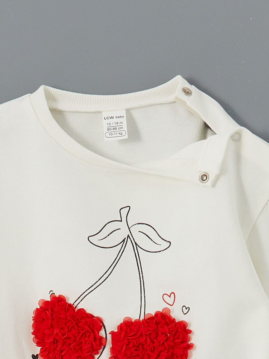 Ekru Bisiklet Yaka Kız Bebek Sweatshirt-3