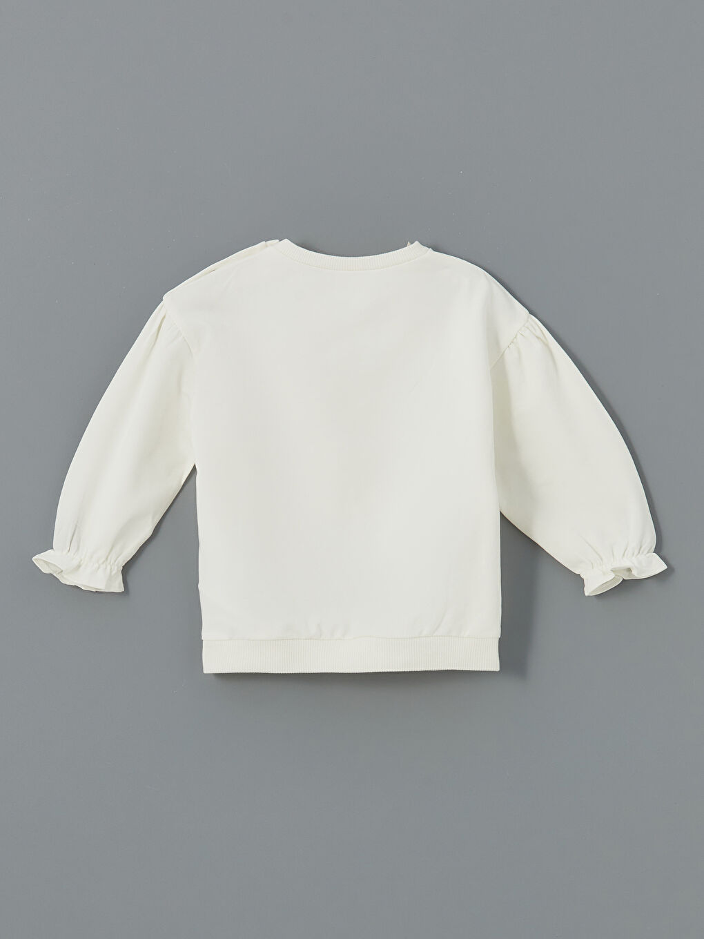 Ekru Bisiklet Yaka Kız Bebek Sweatshirt-4