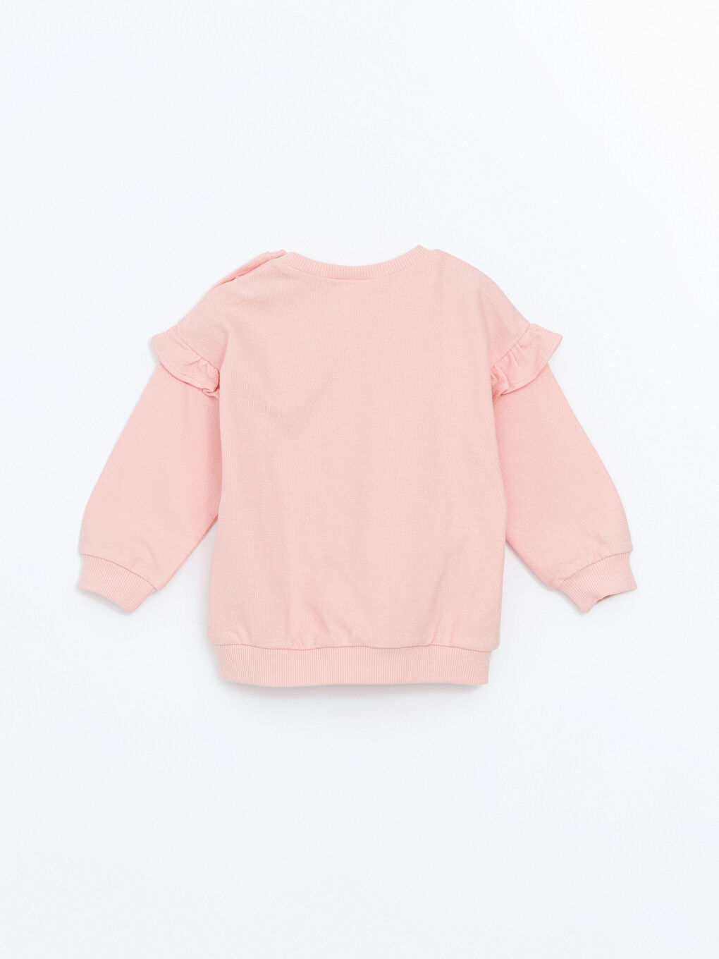 Pembe Bisiklet Yaka Kelebek Baskılı Kız Bebek Sweatshirt-1