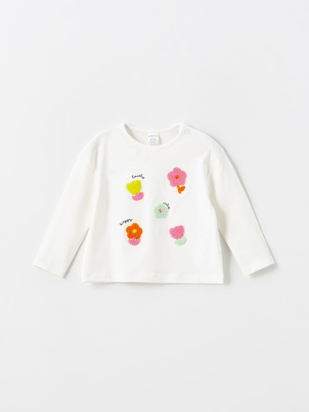 Ekru Çiçek Nakışlı Kız Bebek Bluz