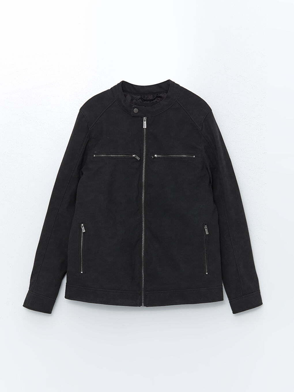 Slim Fit Biker Neck Men's Faux Leather Coat -S51169Z8-CUZ
