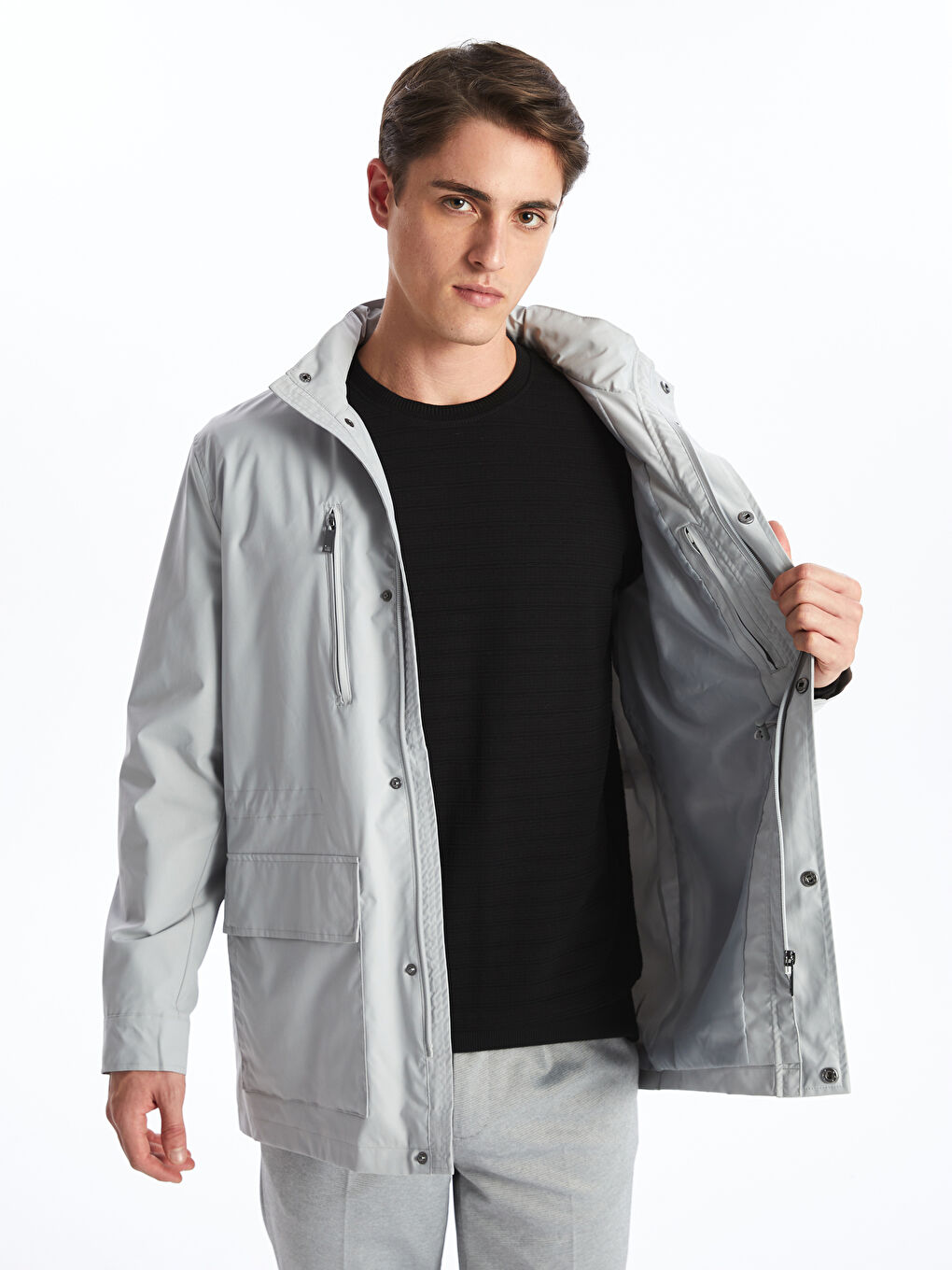 Standard Fit Hooded Men's Coat -S51177Z8-S0L