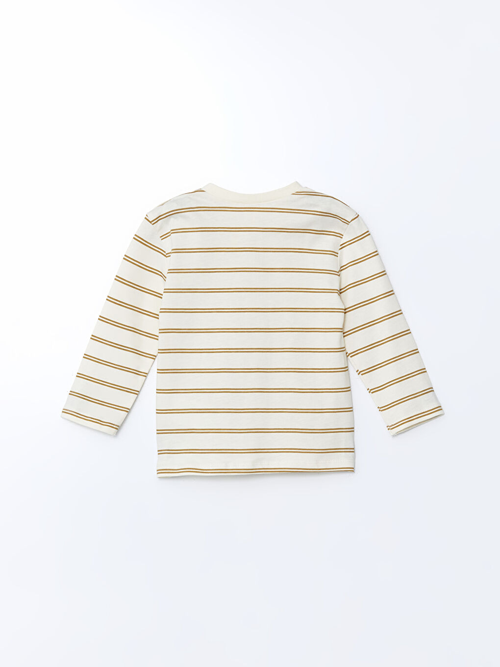 Ekru Bisiklet Yaka Çizgili Erkek Bebek Tişört-1