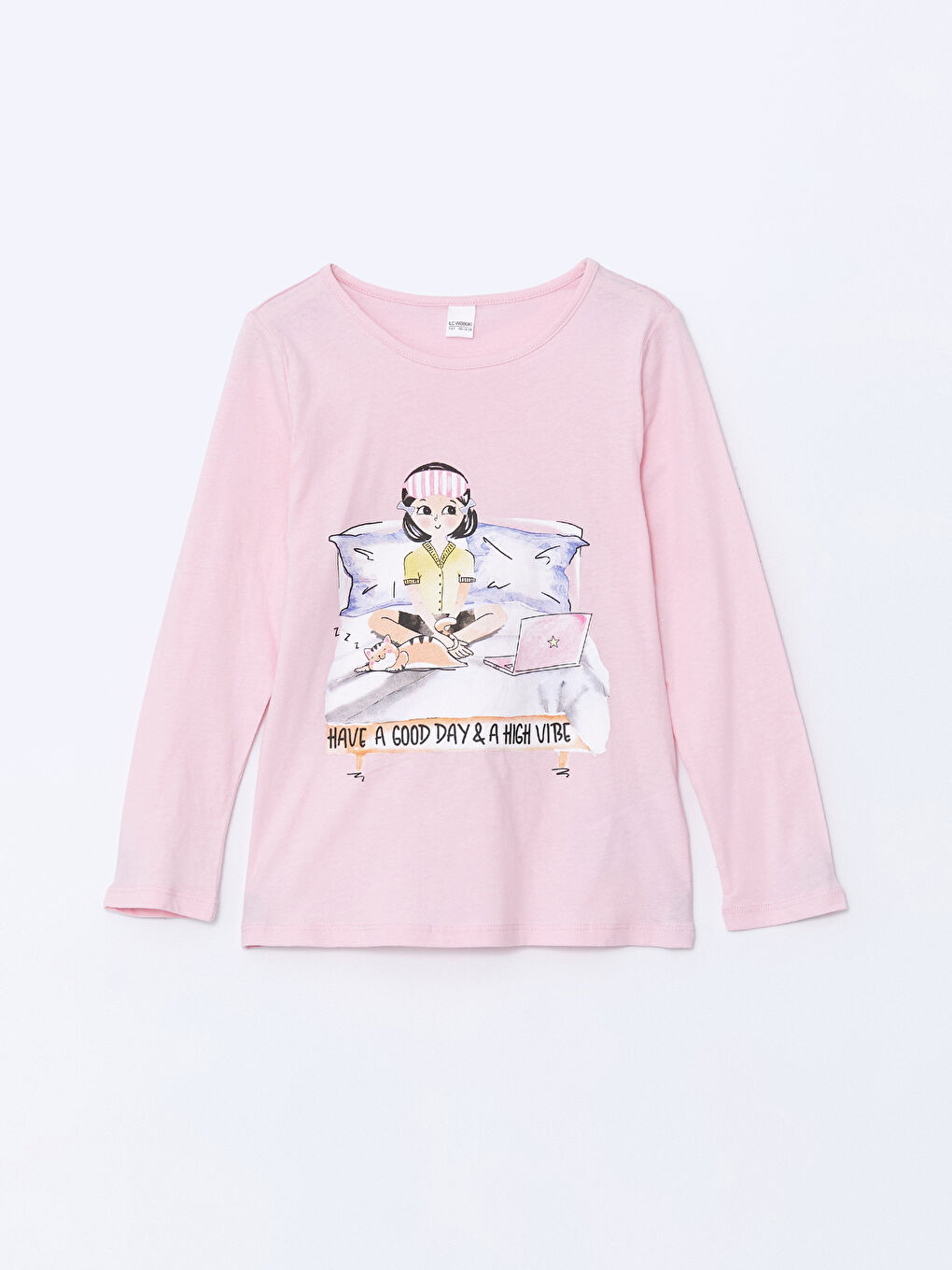 LCW Kids Pembe Bisiklet Yaka Kız Çocuk Pijama Takım - 1