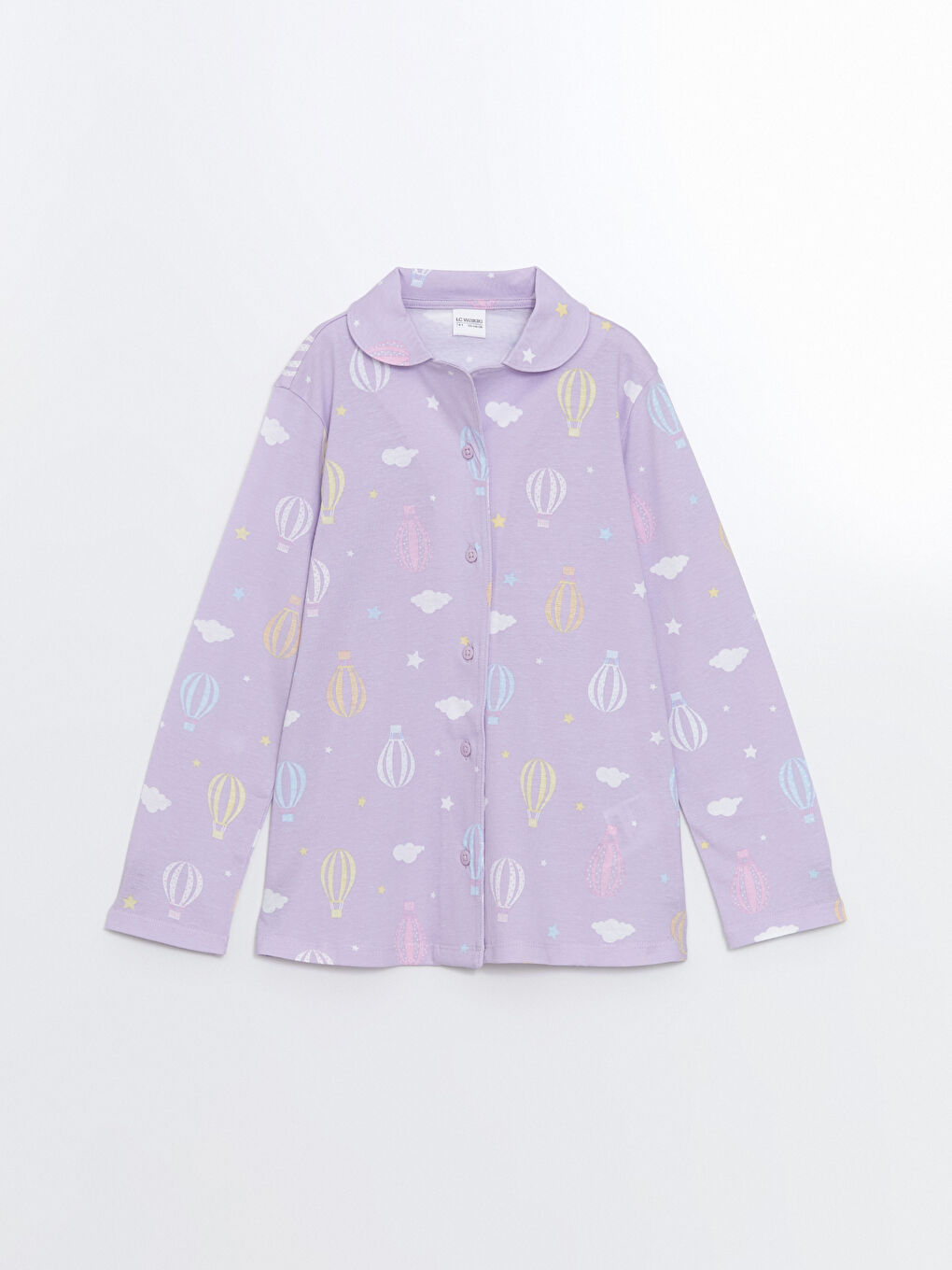 Lila Gömlek Yaka Kız Çocuk Pijama Üst
