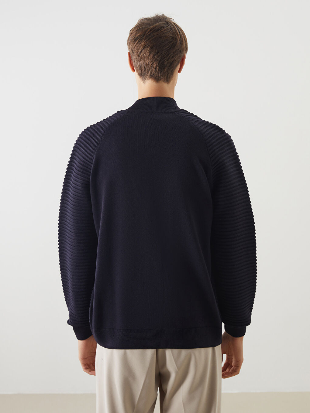 Regular Fit Funnel Neck Men's Knit Cardigan -S51378Z8-RFH