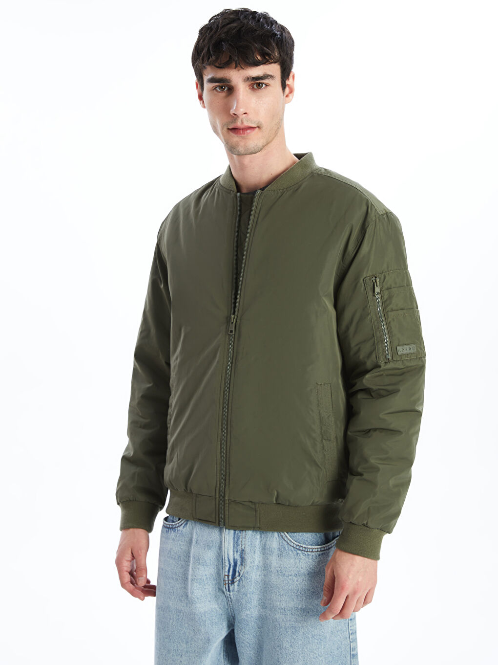 Standard Fit College Neck Men's Bomber Coat -S51419Z8-HCZ