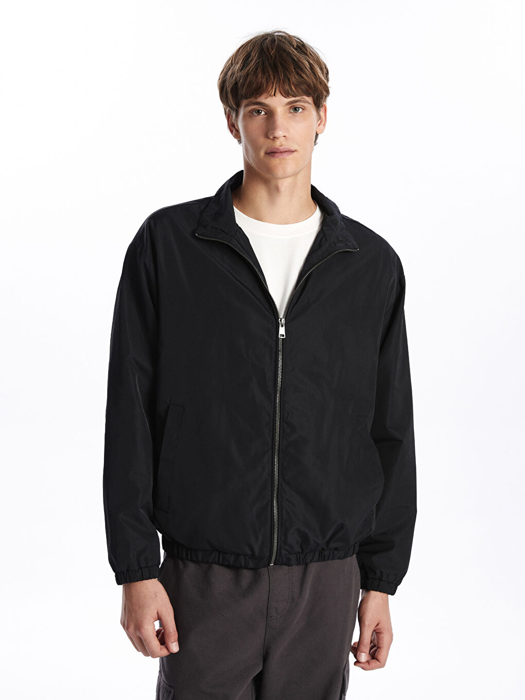 Relaxed Fit Funnel Neck Men's Coat -S51443Z8-CVL