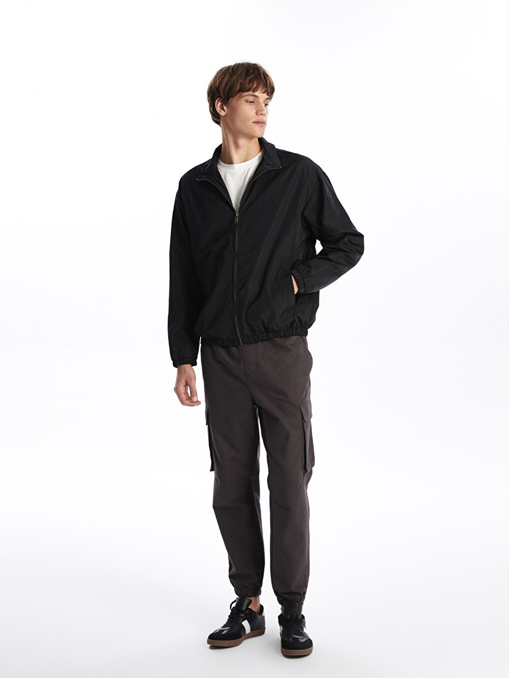 Relaxed Fit Funnel Neck Men's Coat -S51443Z8-CVL