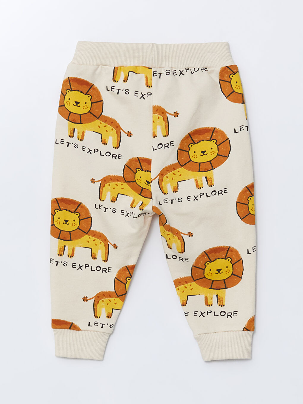 Bej Beli Lastikli Basic Erkek Bebek Jogger Eşofman Alt-1