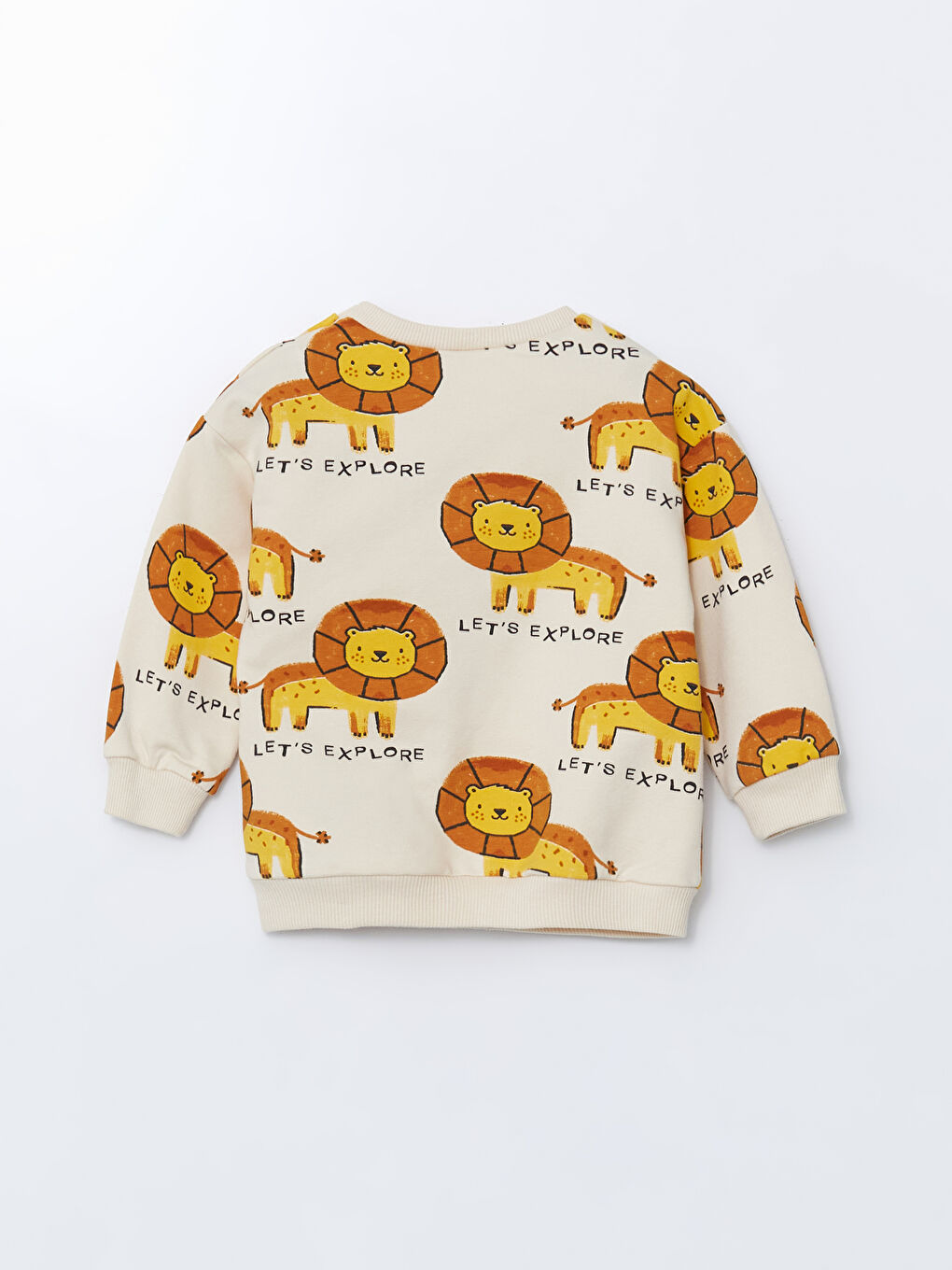 Bej Bisiklet Yaka Baskılı Erkek Bebek Sweatshirt-1