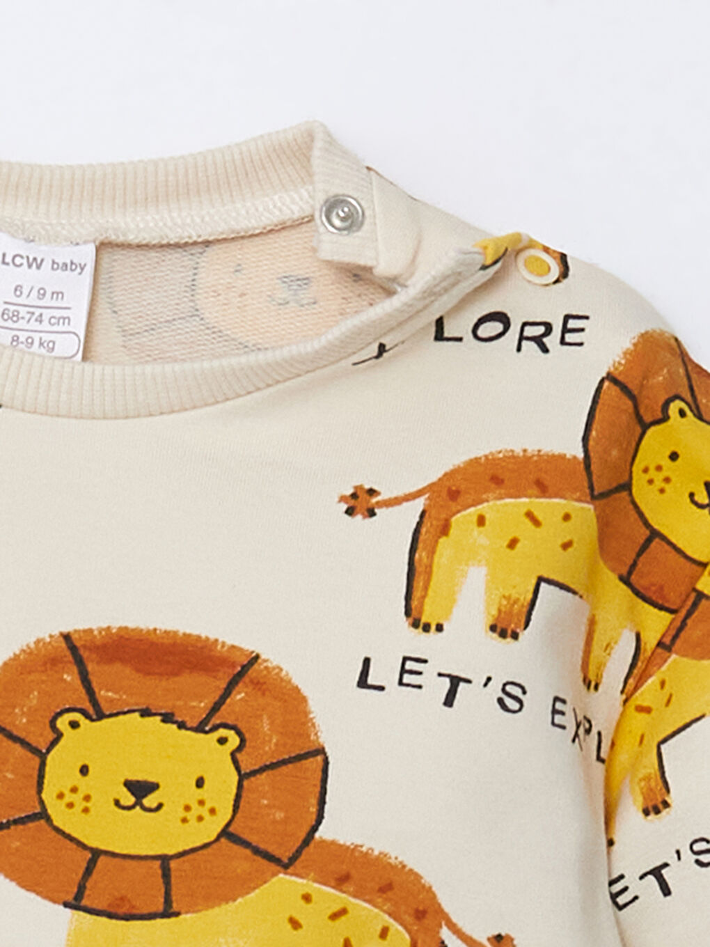 Bej Bisiklet Yaka Baskılı Erkek Bebek Sweatshirt-2