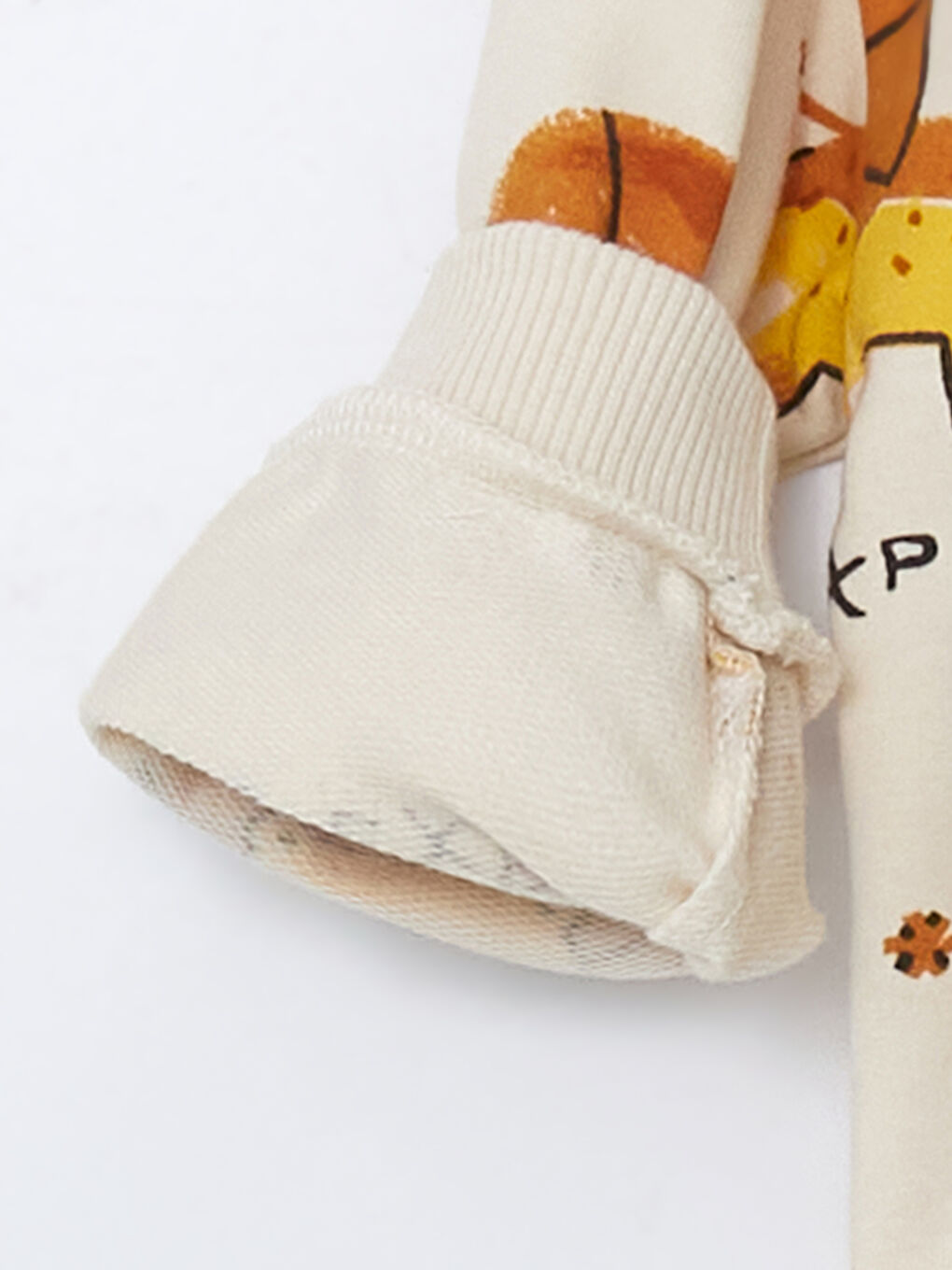 Bej Bisiklet Yaka Baskılı Erkek Bebek Sweatshirt-3